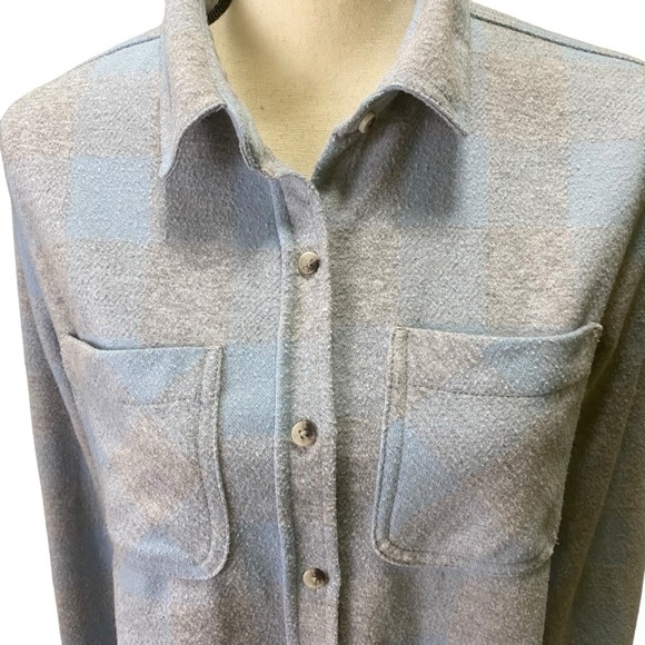 Beachlunchlounge Flannel Sz Small Grey Light Blue - Picture 2 of 12